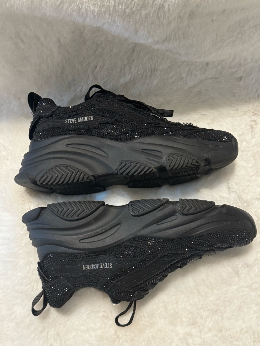 Steve Madden Maxima Black Rhinstone Sneakers - Picture 6 of 9